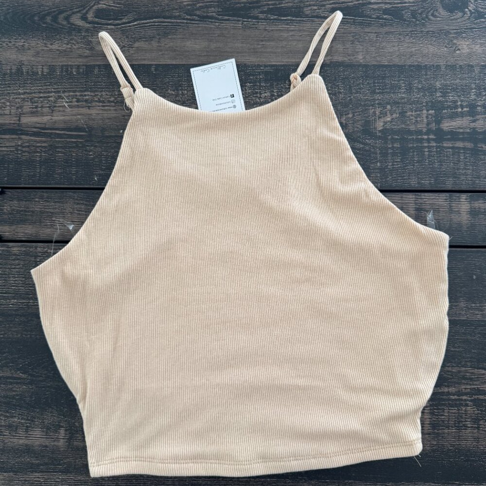 Culture Code Ribbed Crop Halter Top with Adjustable Straps | Size Medium | NWT
